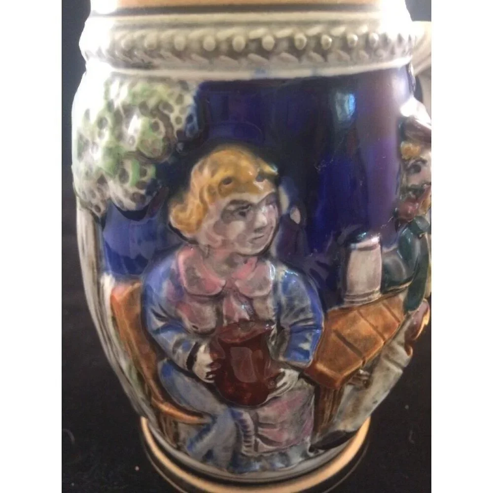 VTG German Style Beer Stein‎ Mugs Pair 5.5